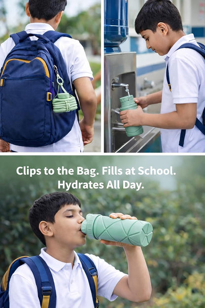 (Free Delivery) Foldable Silicone Water Bottle 600ML