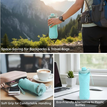 (Free Delivery) Foldable Silicone Water Bottle 600ML