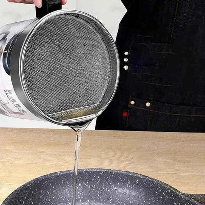 Stainless Steel Oil Filter Pot 1.4 Liter for Cooking and Frying